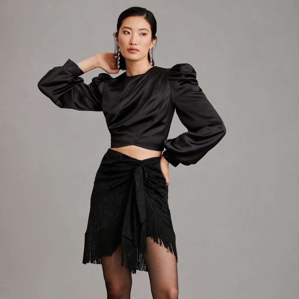 ✨ Anthropologie Puff-Sleeve Top Sz LP - Picture 2 of 5
